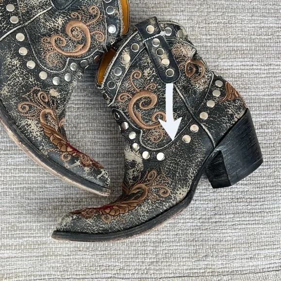 Old Gringo Little G Heart Crackle Distressed Leather Western Boots Size 7 - Picture 15 of 16